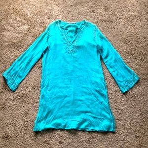 Turquoise Sequined 100% Cotton Indian Tunic
